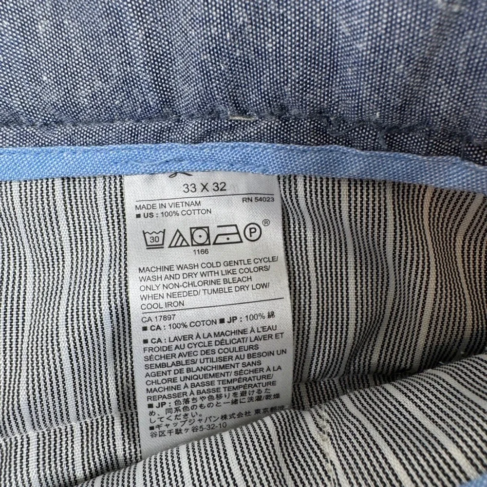 Banana Republic Aiden Fit Mens 33x32 Khaki Beige Striped Cotton Chino Pants Slim